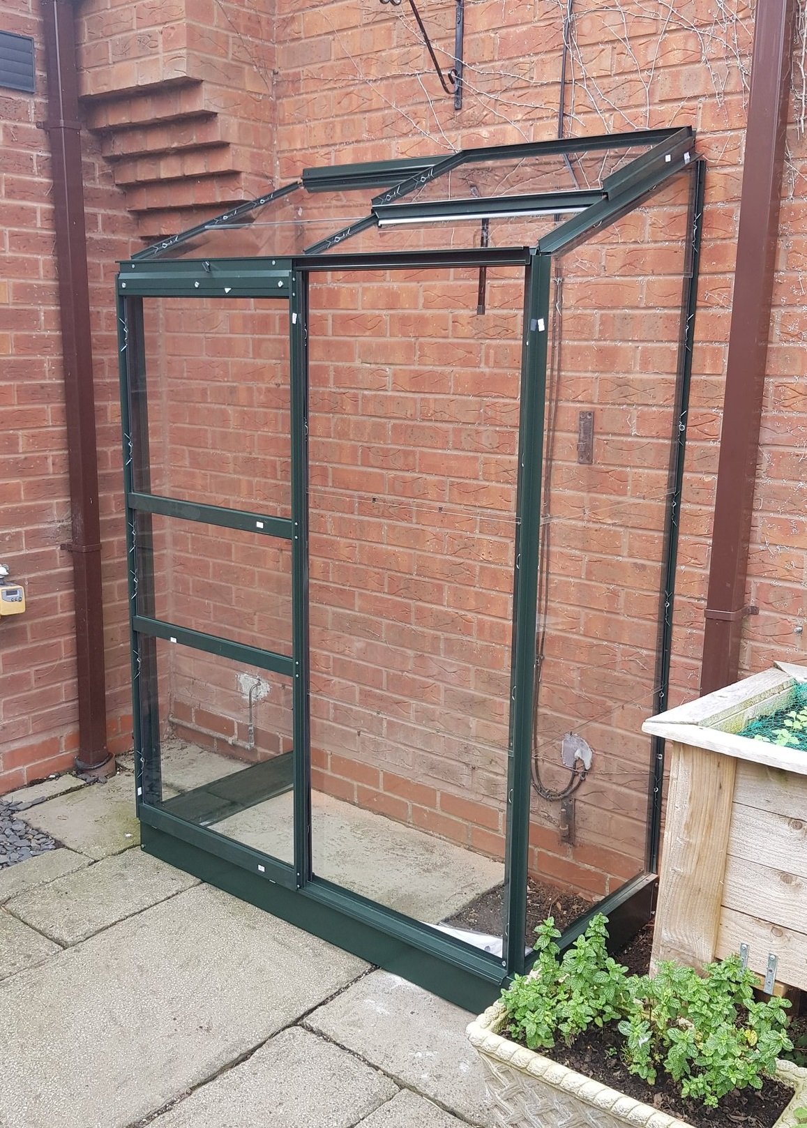 2x4 Green Halls Wall Garden Lean To Greenhouse Toughened