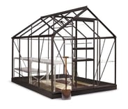 8x6 Black Halls Popular Greenhouse - Toughened Glass