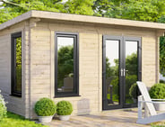 Power 14x14 Pent Log Cabin 44mm