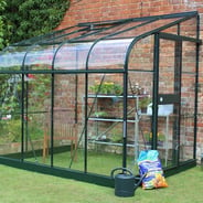 Halls Silverline Green 6x8 Lean to Greenhouse - 3mm Toughened Glazing