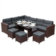 Lichfield 9 Seat Rattan Corner Set Brown