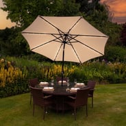 Lichfield Beige 2.7m Tilt Parasol with LEDs