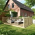 Power 10x14 Wooden Decking Kit with Three Handrails