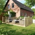 Power 10x16 Wooden Decking Kit with Three Handrails