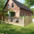 Power 12x16 Wooden Decking Kit with Three Handrails