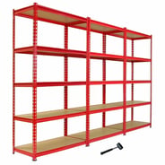 Bulldog 90cm x 45cm 5 Tier Shelving in Red Set of 3