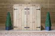 Garden Village Double Wooden Wheelie Bin Store 360 Litre