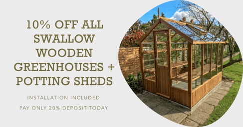 10% Off Swallow Wooden Greenhouses