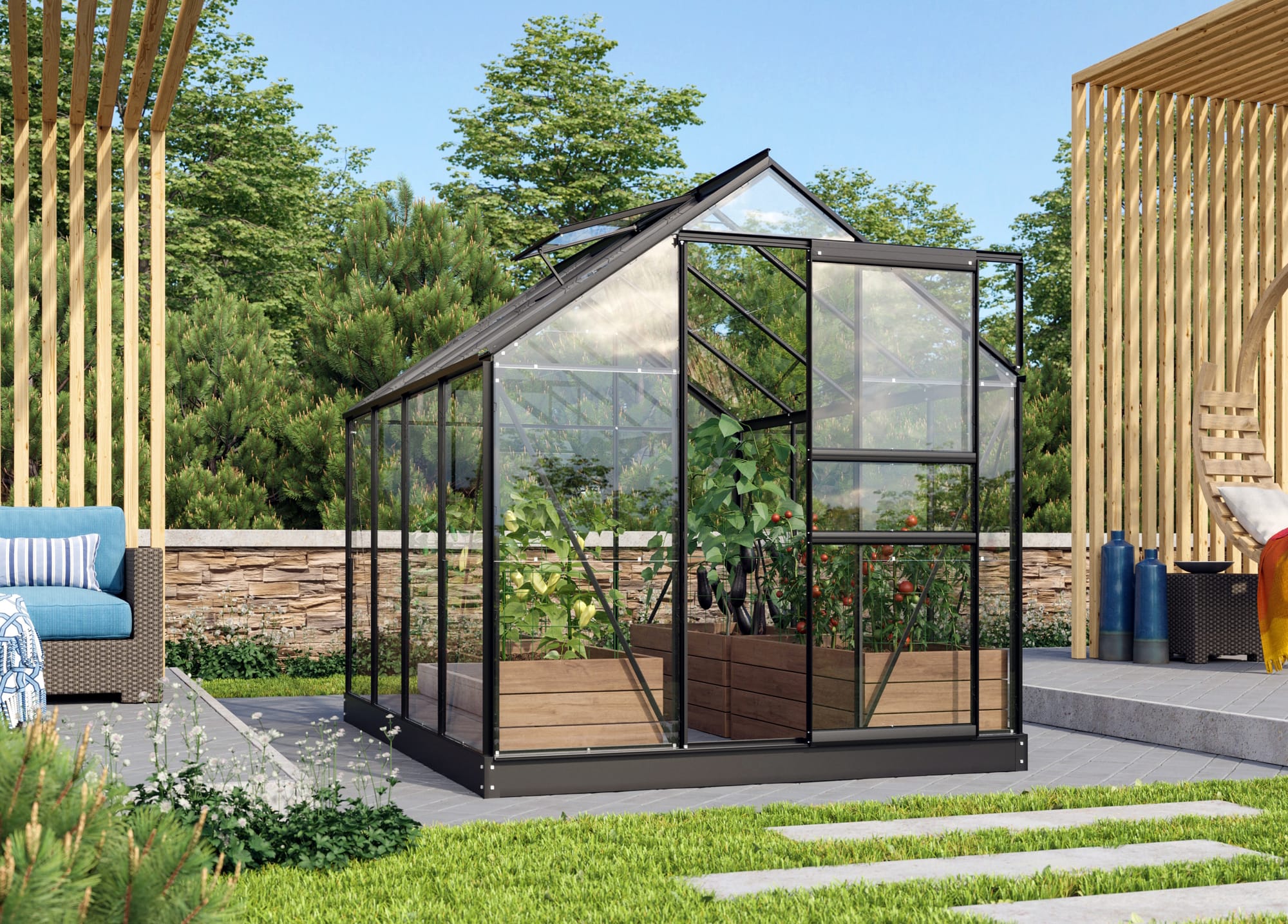 Vitavia 8x6 Black Venus 5000 Greenhouse Polycarbonate